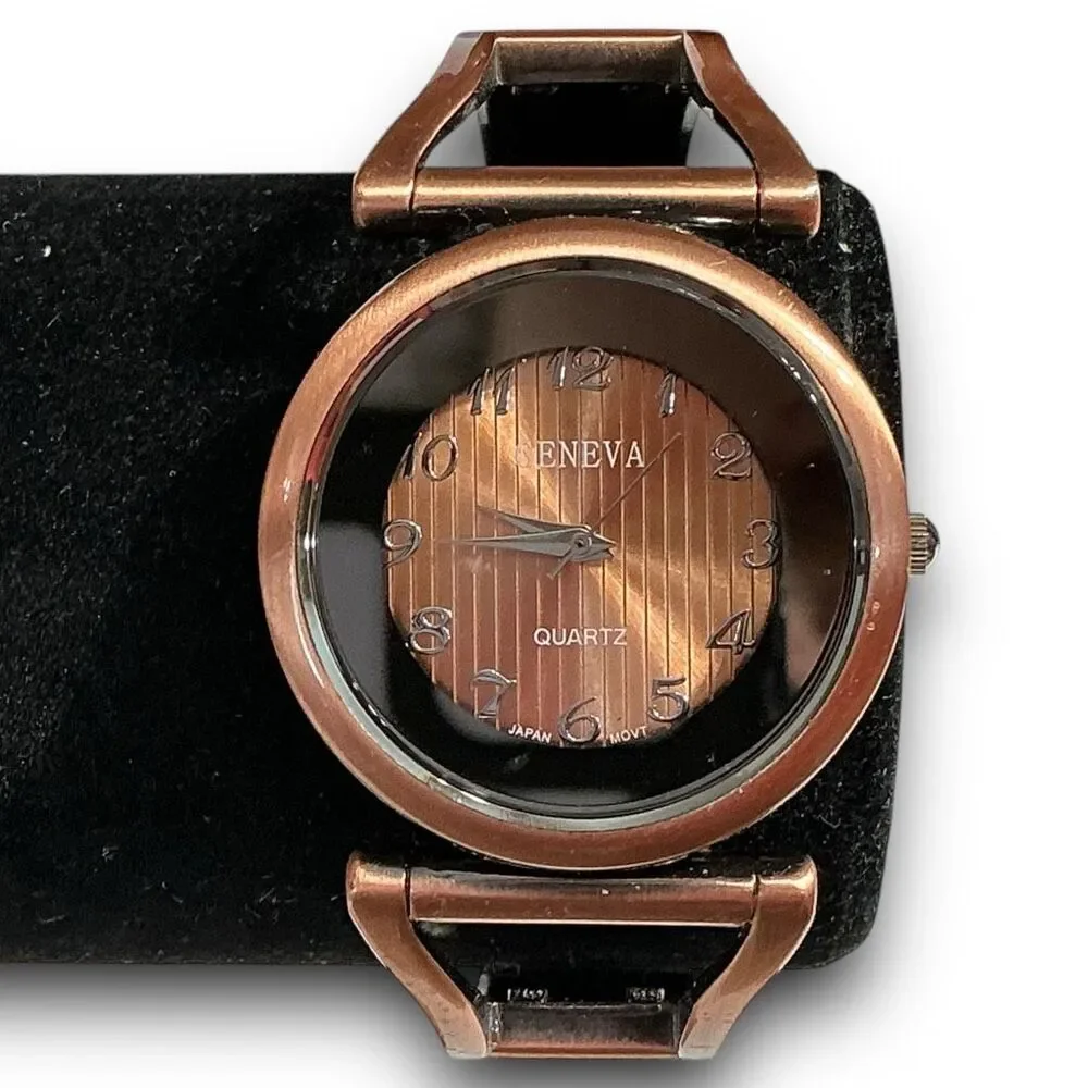 Geneva Y2K Vintage Bronze Bangle Cuff Style Fashion Wrist Watch